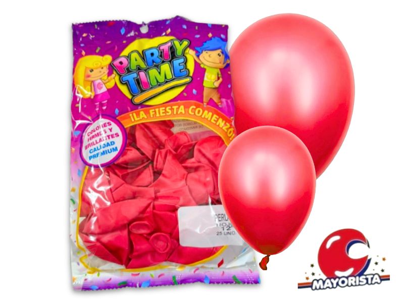GLOBOS 12 X 25 PERLADO ROJO PARTY TIME (57961) DILAX