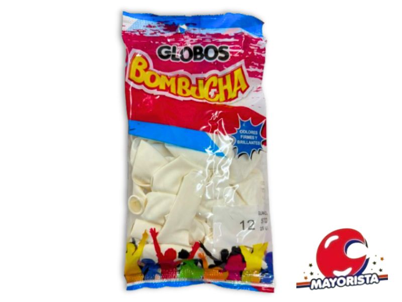 GLOBOS 12 X 25 STANDARD BLANCO BOMBUCHA