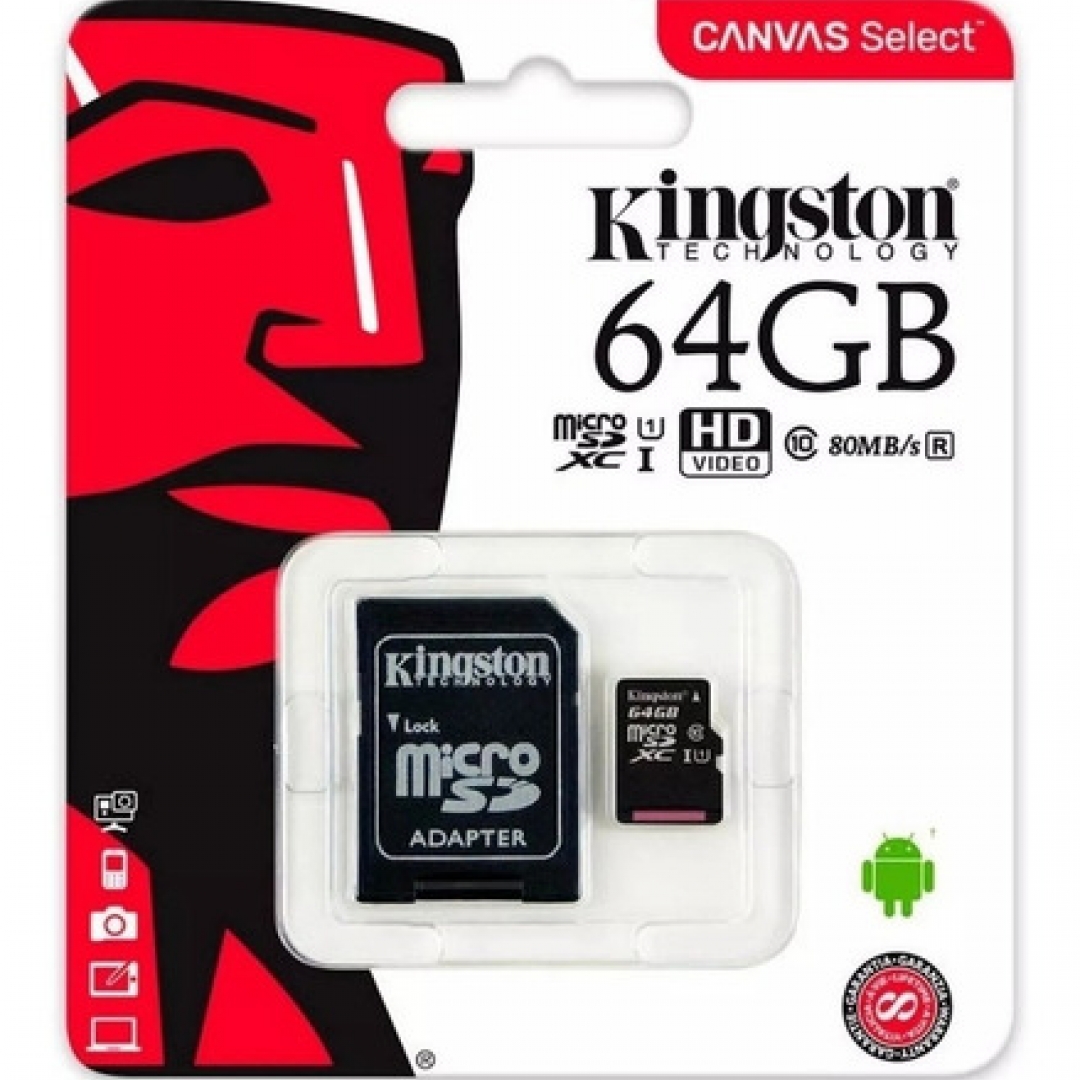 KINGSTON Micro SD 64GB C10 CANVAS SELECT PLUS