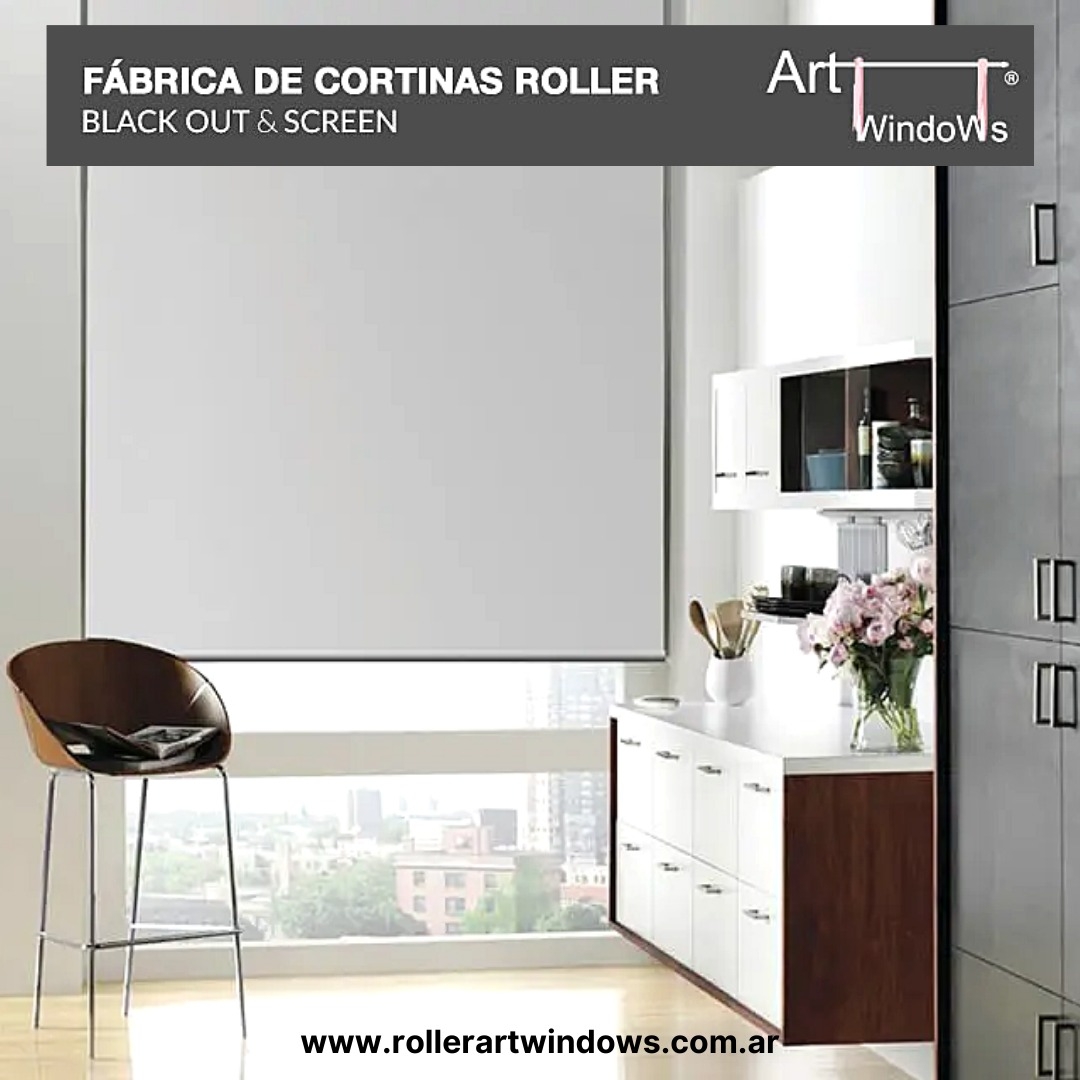 Cortina Roller Black Out Art windows Blanco 160 ancho  x 130 alto cm.